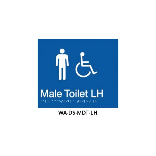 Braille Sign Male Disabled Toilet LHS (Blue)
