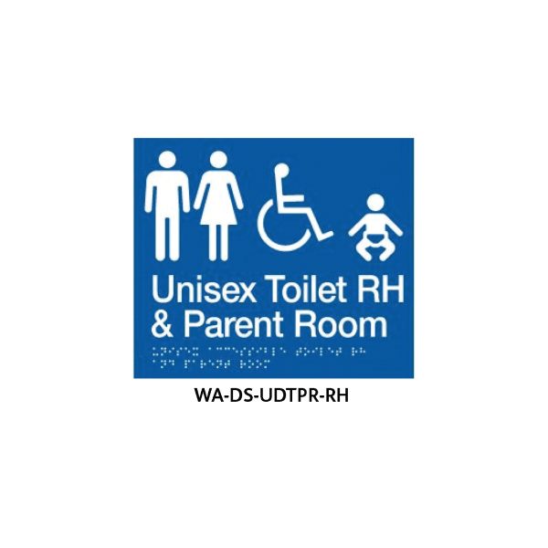 Braille Sign Unisex DisabledÂ Toilet and Parent Room RHS (Blue)