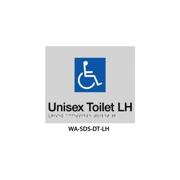 Braille Sign Unisex Disabled Toilet LHS (Silver)