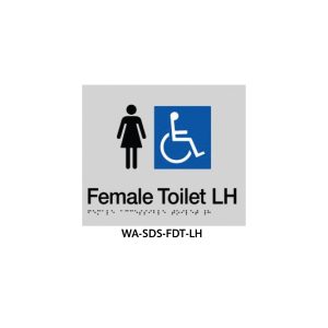 Braille Sign Female Disabled Toilet LHS (Silver)