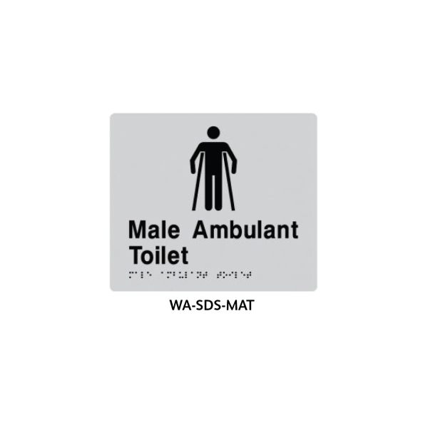 Braille Sign Male Ambulant Toilet (Silver)